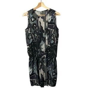 Sisley Gray Watercolor Floral Sleeveless Mini Dress 6